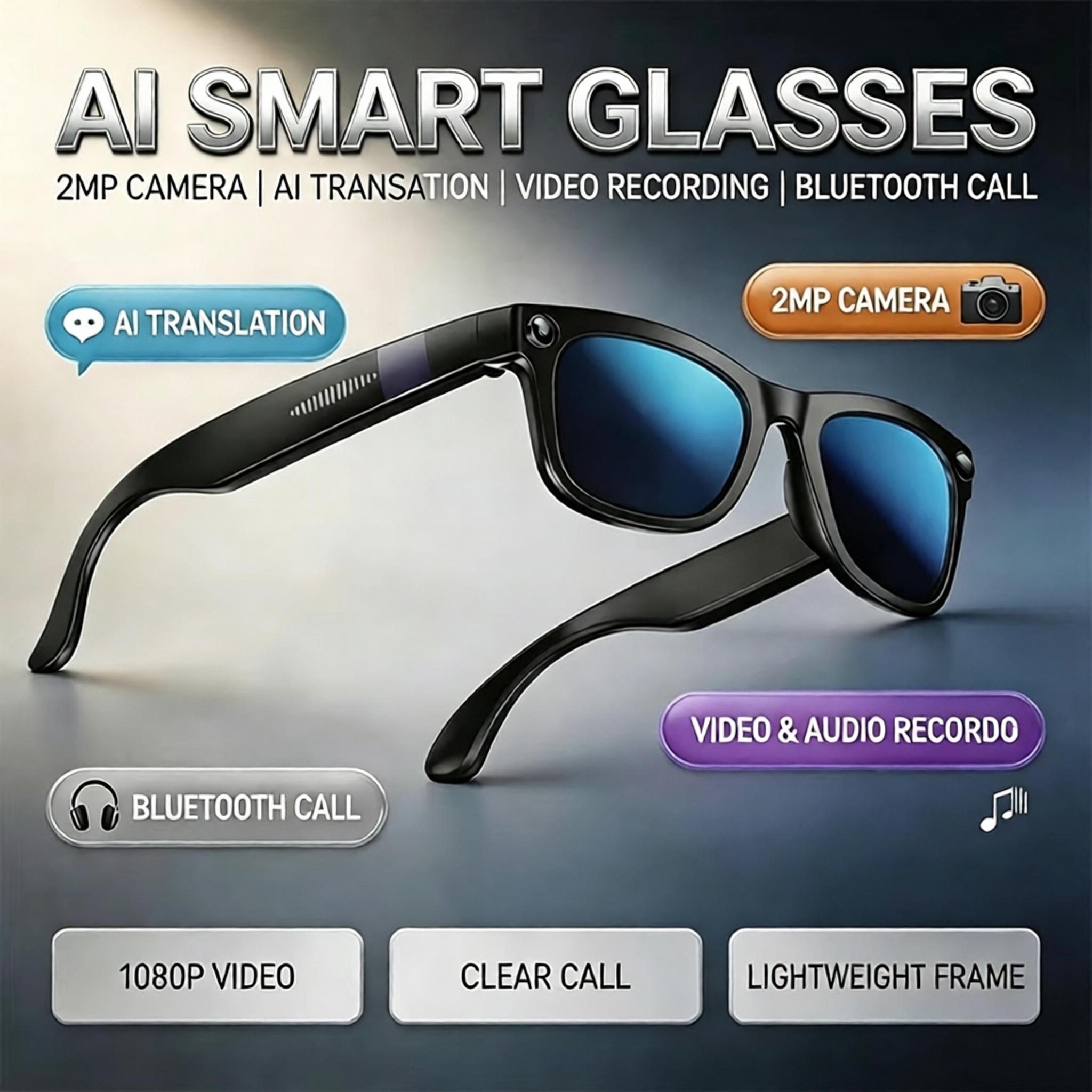 Audio Music To Video Ai Free - Nouvelles lunettes intelligentes Bluetooth avec caméra