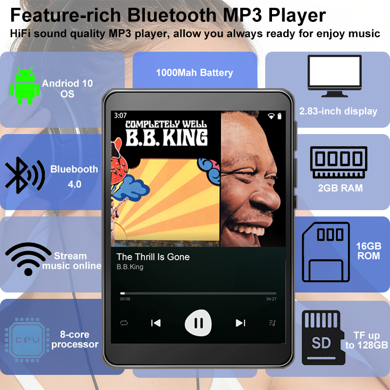 Audio Music Mp3 Download - Lecteur MP3 WiFi Android 10, Spotify,
